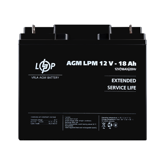 У/Ц Акумулятор AGM LPM 12V - 18 Ah - фото товару 1
