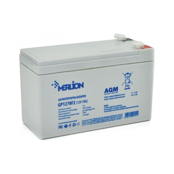 Акумулятор Merlion GP1270F2 12V 7 Ah AGM - фото товару 1