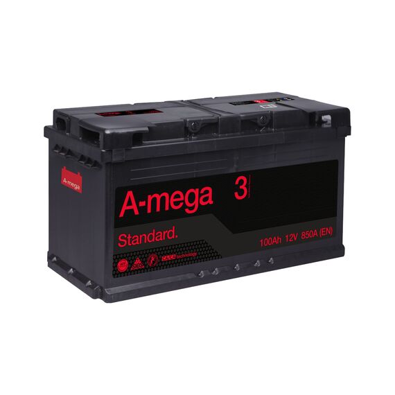 Акумулятор A-mega Standard 100 Ah 850 A (- +) - фото товару 1