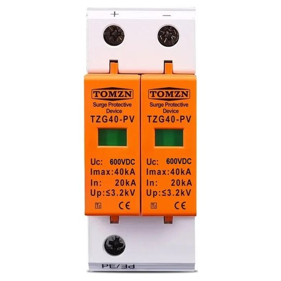 Пристрій захисту від імпульсних перенапруги DC TOMZN TZG40-PV/2P DC 600v блискавкозахист для сонячних панелей - фото товару 1