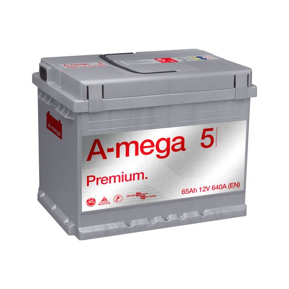 Акумулятор A-mega Premium 65 Ah 640 А (- +) - фото товара 1