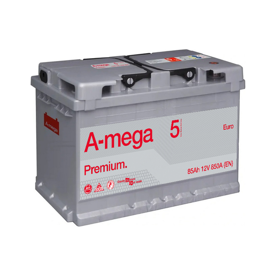 Акумулятор A-mega Premium euro 85 Ah 850 А (- +) - фото товара 1