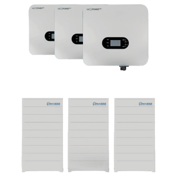 Система накопичення енергії HINAESS 60kW: інвертор 60kW, Luxpower TriP 20k*3, PV up to 90kW, 1000V, System current up to 150A, 100~700V, UPS 60kW + акумулятор... - фото товару 1