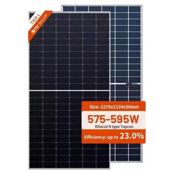 Сонячна панель TONGWEI SOLAR 590W - TWMPD-72HD-590W TONGWEI SOLAR 590 Вт 30 двостороння n-type - фото товару 1