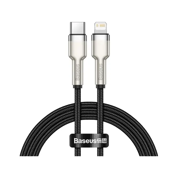 Кабель Baseus Cafule metal Type-C to Lightning PD 20W 0.25M Чорний (CATLJK-01) - фото товару 1