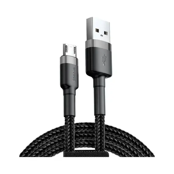 Кабель Baseus Cafule microUSB 1.5A 2M Чорний/Сірий (CAMKLF-CG1) - фото товару 1