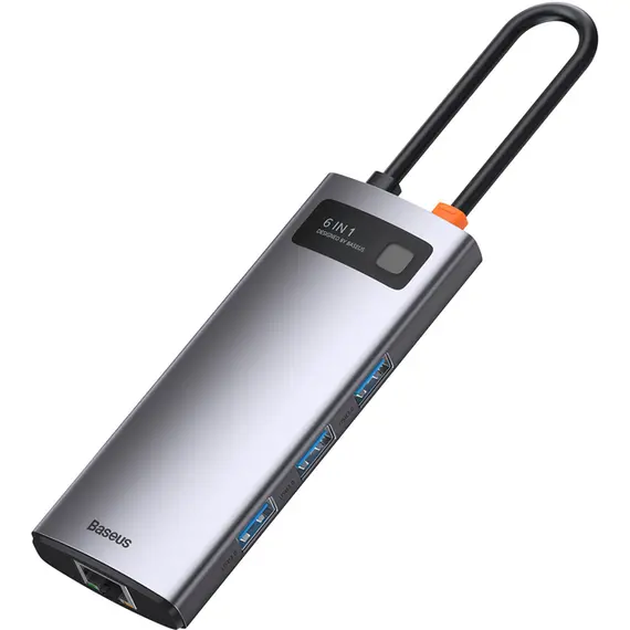 USB Hub Baseus Metal Gleam Series 6-in-1 Multifunctional Type-C Сірий (CAHUB-CW0G) - фото товара 4