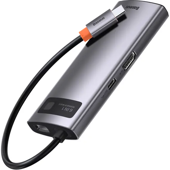 USB Hub Baseus Metal Gleam Series 6-in-1 Multifunctional Type-C Сірий (CAHUB-CW0G) - фото товара 5