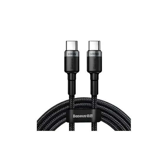 Кабель Baseus Cafule Type-C to Type-C PD2.0 100W 5A 20V 2M Черный/Красный (CATKLF-AL91) - фото товара 1