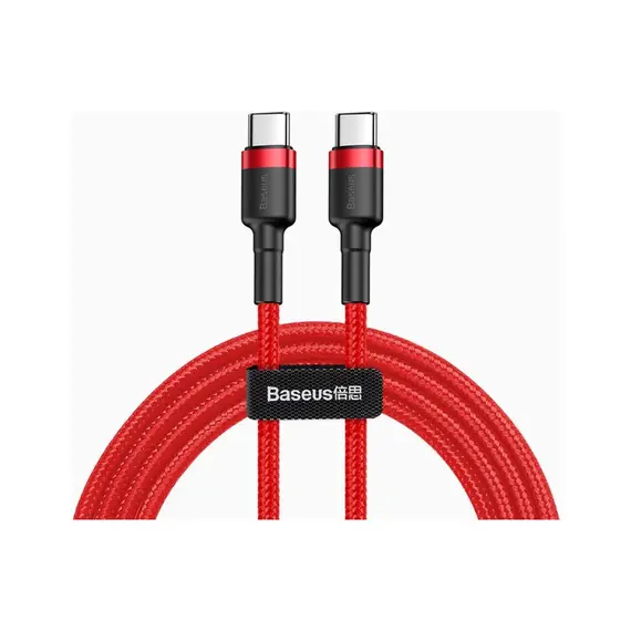 Кабель Baseus Cafule Type-C to Type-C PD2.0 60W 20V 3A 2M Червоний/Чорний (CATKLF-H09) - фото товару 1