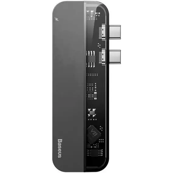 USB Hub Baseus Transparent Series Type-C to Type-C*2 + USB3.0*2 + HD4K Серый (CAHUB-TD0G) - фото товара 4