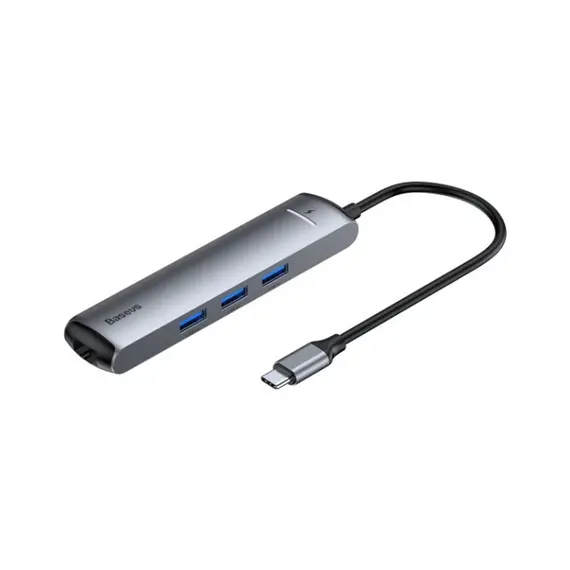 USB Hub Baseus Mechanical Eye Six-in-one Type-C (PD 87W) to USB3.0*3 + HDMI + RJ45 Ethernet + Type-C PD Cерый (CAHUB-J0G) - фото товару 1