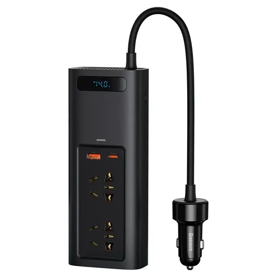 Автомобільний інвертор Baseus In-car 150W 220V EU Чорний (CRNBQ-A01) - фото товару 1