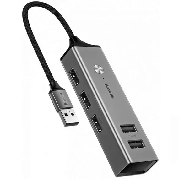 USB Hub Baseus Transparent Series Type-C to Type-C*2 + USB3.0*2 + HD4K Серый (CAHUB-TD0G) - фото товара 2