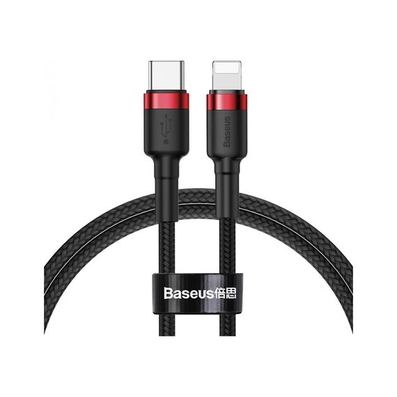 Кабель Baseus Cafule Type-C to Lightning PD 18W 1M Чорний/Червоний (CATLKLF-91) - фото товару 1
