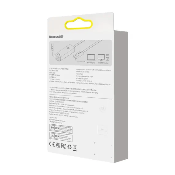 USB Hub Baseus Lite USB-A to RJ45 Ethernet 100Mbps Чорний (WKQX000001) - фото товара 7