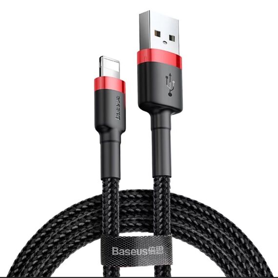 Кабель Baseus Cafule USB 2.0 to Lightning 2A 3M Черный/Красный (CALKLF-R91) - фото товара 1