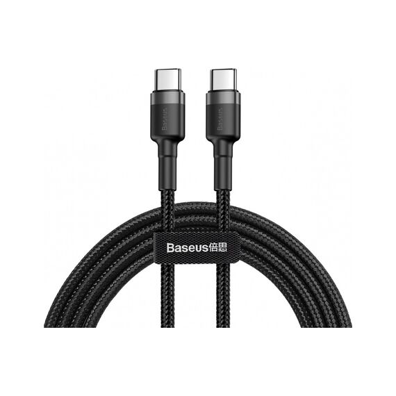 Кабель Baseus Cafule Type-C to Type-C PD2.0 60W 20V 3A 1M Чорний/Сірий (CATKLF-GG1) - фото товару 1