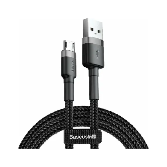 Кабель Baseus Cafule USB 2.0 to microUSB 2.4A 1M Черный/Серый (CAMKLF-BG1) - фото товара 1