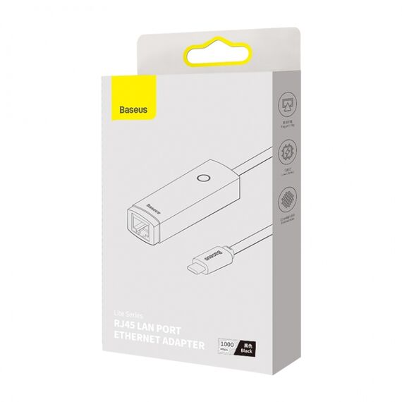 USB Hub Baseus Lite Type-C для RJ45 Ethernet 1000Mbps Чорний (WKQX000301) - фото товара 6