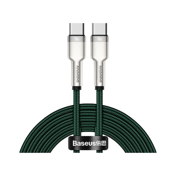 Кабель Baseus Cafule Type-C для Type-C PD 100W 2M Зелений (CATJK-D06) - фото товару 1