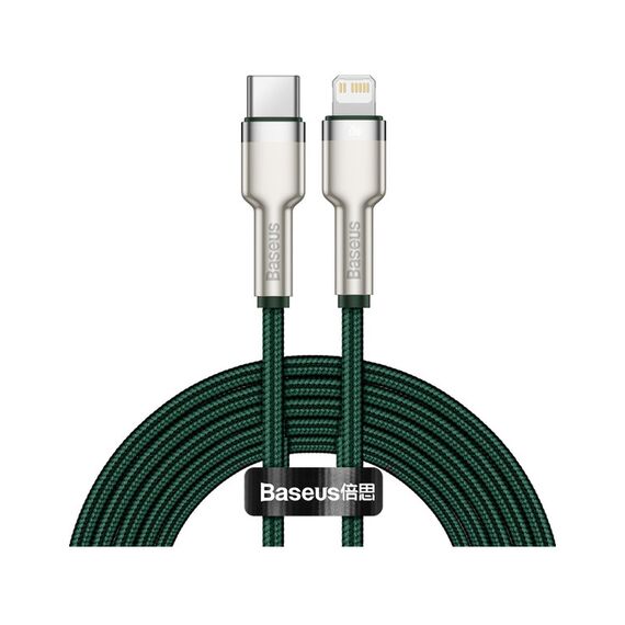 Кабель Baseus Cafule metal Type-C для Lightning PD 20W 2M Зеленый (CATLJK-B06) - фото товара 1