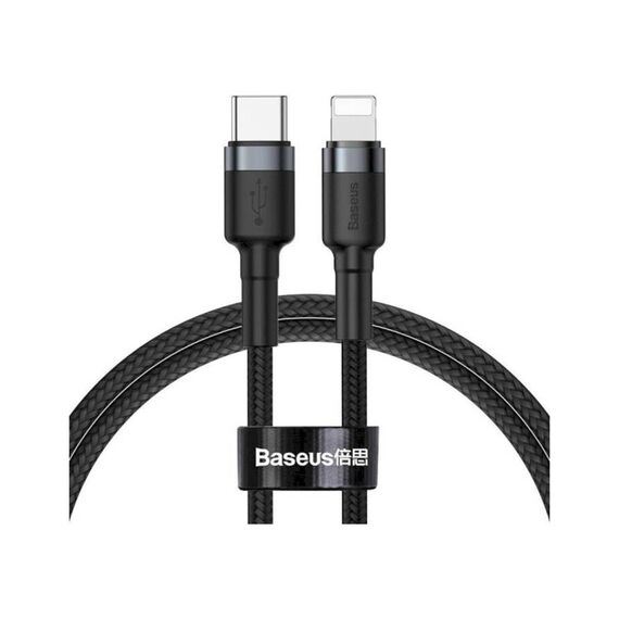 Кабель Baseus Cafule Type-C to Lightning PD 18W 1M Чорний/Сірий (CATLKLF-G1) - фото товару 1