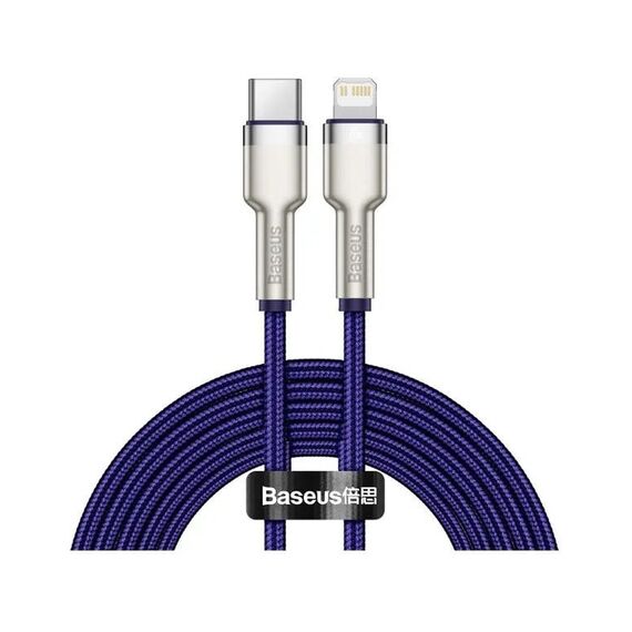 Кабель Baseus Cafule metal Type-C to Lightning PD 20W 2M Фіолетовий (CATLJK-B05) - фото товару 1