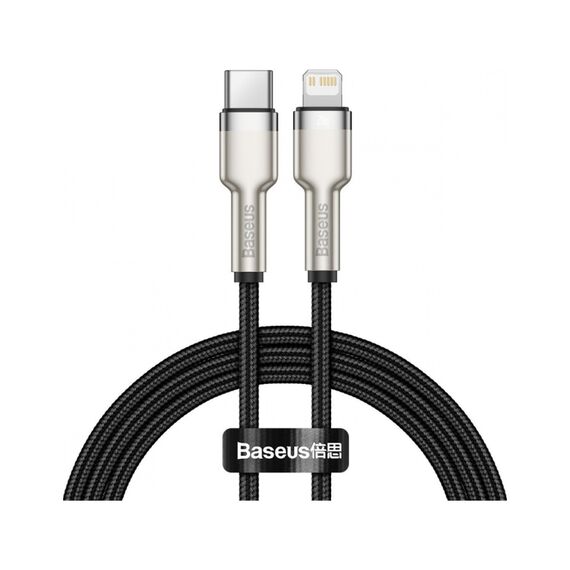 Кабель Baseus Cafule metal Type-C to Lightning PD 20W 1M черный (CATLJK-A01) - фото товара 1