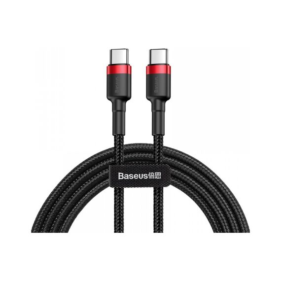 Кабель Baseus Cafule Type-C to Type-C PD2.0 60W 20V 3A 1M Чорний/Червоний (CATKLF-G91) - фото товару 1