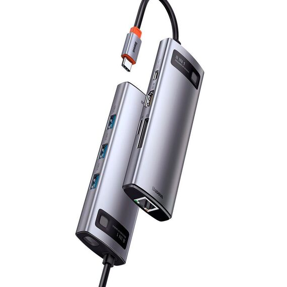 USB Hub Baseus Metal Gleam Series 8-in-1 Multifunctional Type-C Сірий (CAHUB-CV0G) - фото товару 3