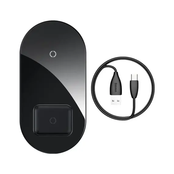 Бездротовий зарядний пристрій Baseus Simple 18W 2 in 1 Чорний (WXJK-01) - фото товару 1