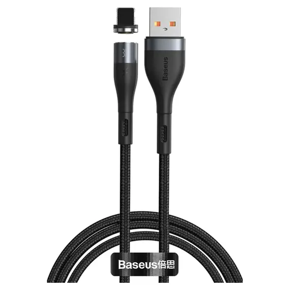 Кабель Baseus Zinc Magnetic USB 2.0 для Lightning 2.4A 1M черный (CALXC-KG1) - фото товара 1