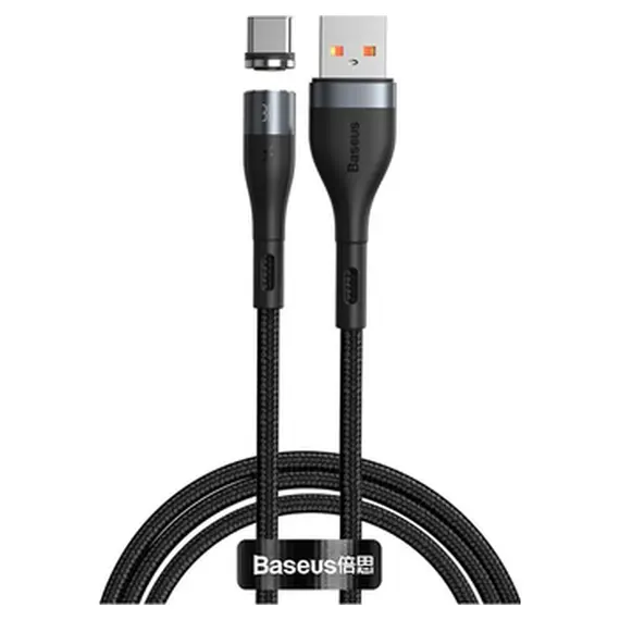 Кабель Baseus Zinc Magnetic USB 2.0 для Type-C 3A 1M Черный/Серый (CATXC-MG1) - фото товара 1