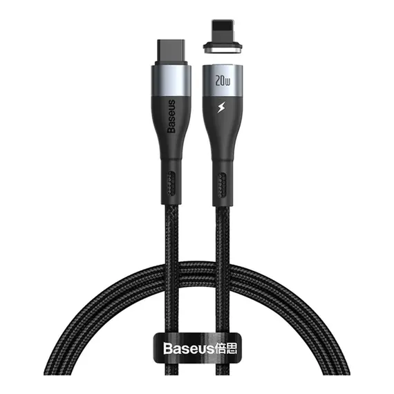 Кабель Baseus Zinc Magnetic Type-C to Lightning PD 20W 2M Черный (CATLXC-A01) - фото товара 1