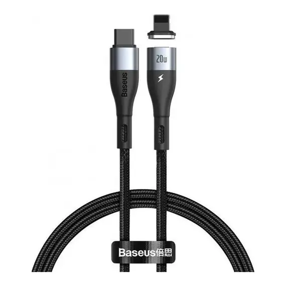 Кабель Baseus Zinc Magnetic Type-C для Lightning PD 20W 1M чорний (CATLXC-01) - фото товару 1