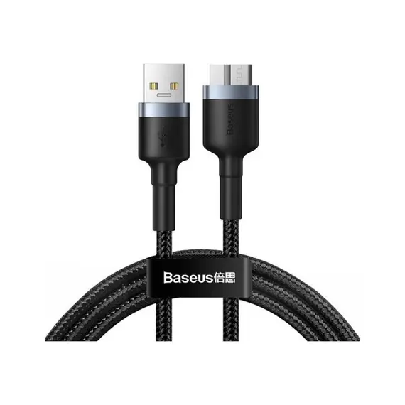 Кабель Baseus Cafule USB 3.0 to Micro-B 2A 1M Чорний/Сірий (CADKLF-D0G) - фото товару 1