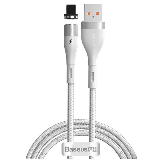 Кабель Baseus Zinc Magnetic USB 2.0 для Lightning 2.4A 1M Белый (CALXC-K02) - фото товара 1