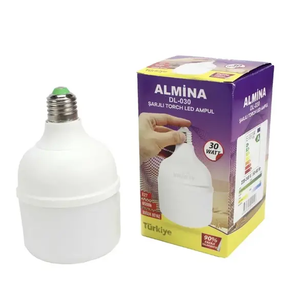 Акумуляторна LED лампа Almina DL-030 30W, 220V, 6500K, Ø95мм, 150мм, 120г