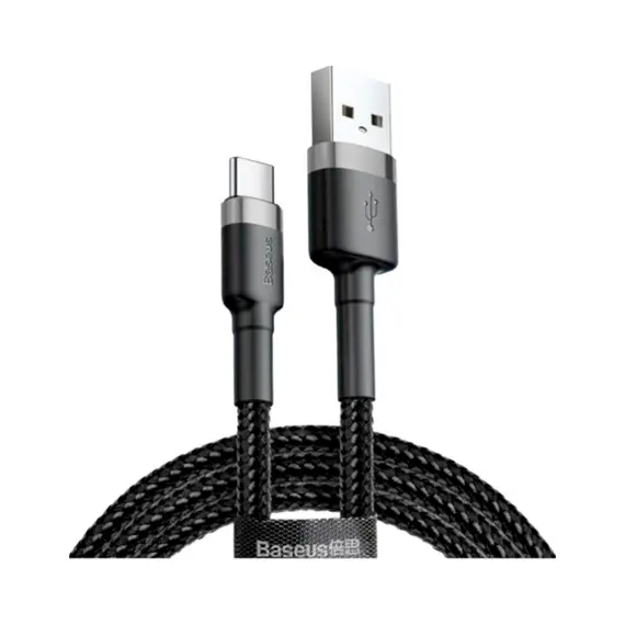 Кабель Baseus Cafule USB 2.0 to Type-C 3A 1M Чорний/Сірий (CATKLF-BG1) - фото товару 1