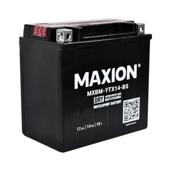 Мото аккумулятор MAXION MXBM-YTX14-BS AGM (12V, 12A), сухозаряженвй , без электролита - фото товара 1