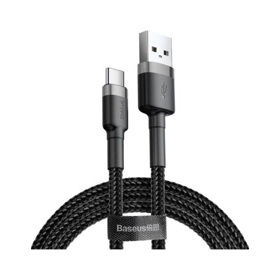 Кабель Baseus Cafule USB 2.0 to Type-C 3A 0.5M Чорний/Сірий (CATKLF-AG1) - фото товару 1