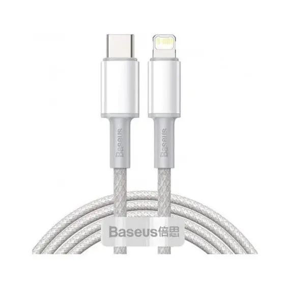 Кабель Baseus High Density Braided Type-C для Lightning PD 20W 2M білий (CATLGD-A02) - фото товару 1