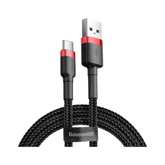 Кабель Baseus Cafule USB 2.0 to Type-C 3A 1M Чорний/Червоний (CATKLF-B91) - фото товару 1
