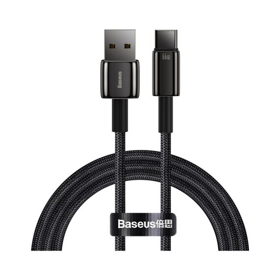 Кабель Baseus Tungsten Gold USB 2.0 to Type-C 66W 1M Черный (CATWJ-B01) - фото товара 1