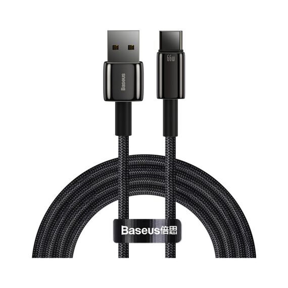 Кабель Baseus Tungsten Gold USB 2.0 to Type-C 66W 2M Черный (CATWJ-C01) - фото товара 1