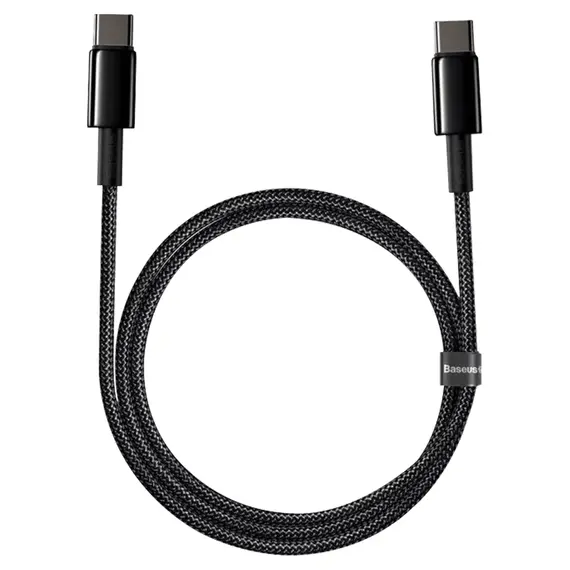 Кабель Baseus Tungsten Gold Type-C to Type-C PD 100W 2M Чорний (CATWJ-A01) - фото товару 1