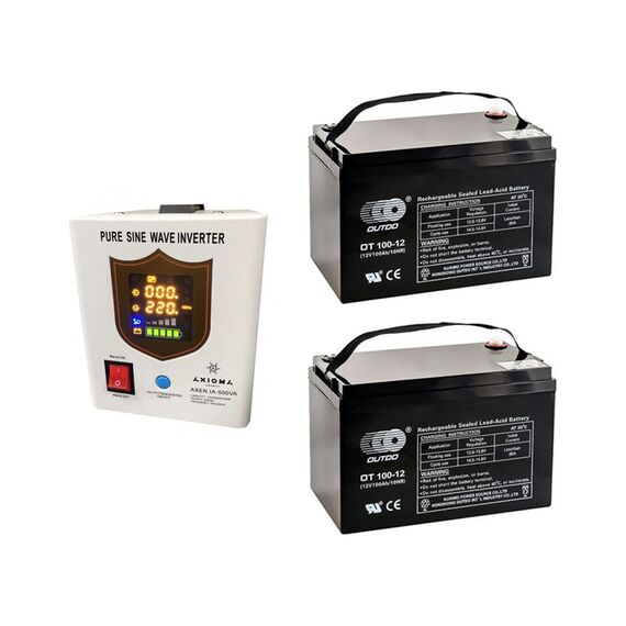 Комплект ДБЖ Axioma Energy AXEN.IA-80 + 2 акумулятори Outdo 12V-100А, GEL