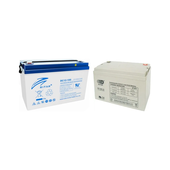 Комплект акумуляторів: RITAR DC12-100 12V 100Ah + Outdo AGM 12V 100Ah