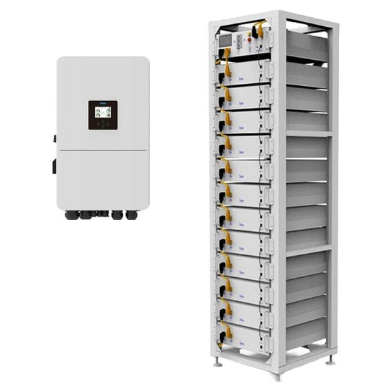 Комплект гібридний інвертор Deye SUN-60K-SG02HP3-EU-EM6 + модуль управління BOS-G-PDU-2 + 12 акумуляторних батарей BOS-G Pro + cтійка для 12 батарей Deye BOS-G 3U-LRACK